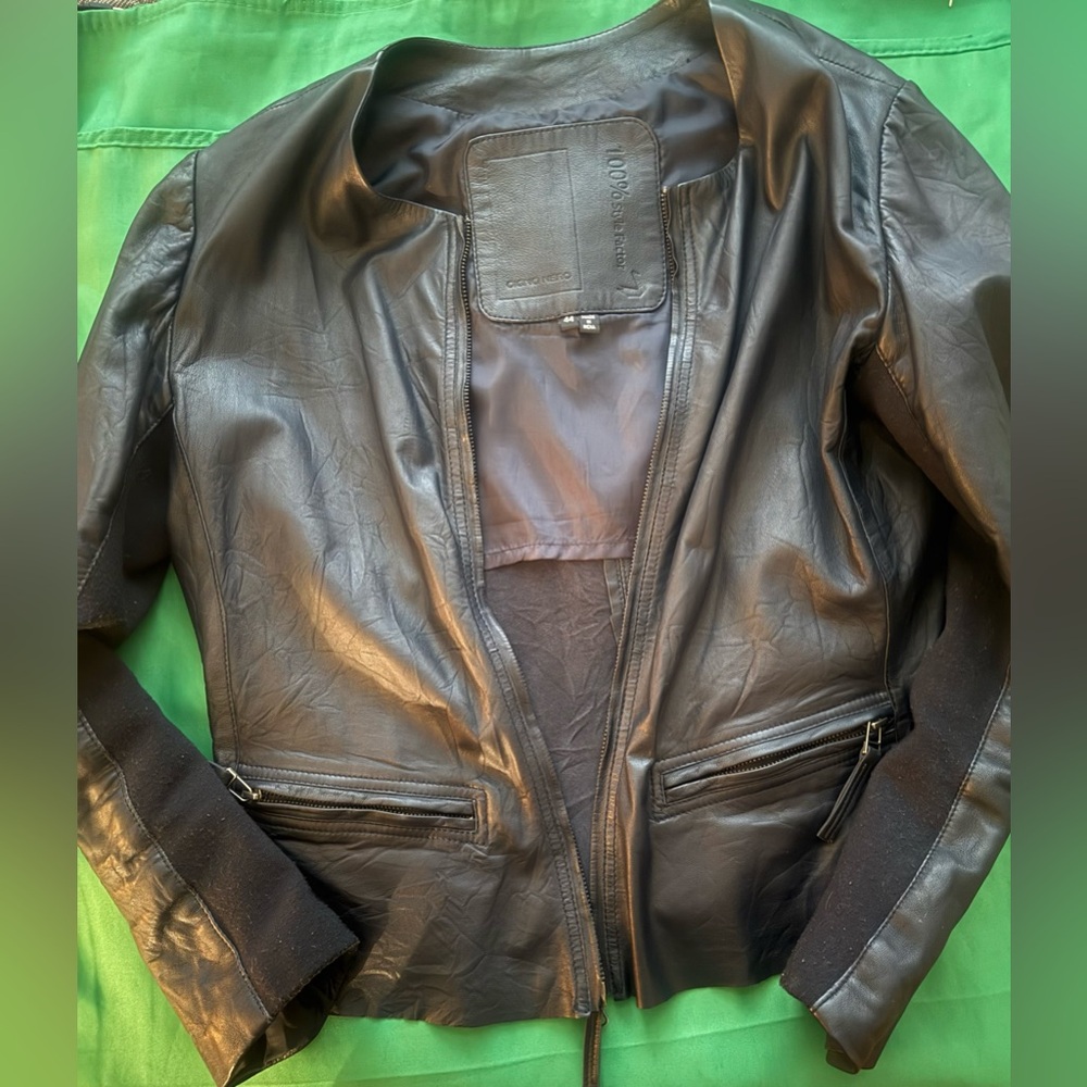 Cigno nero dark blue Leather Women's Jacket